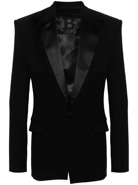 Balmain пиджак с атласными лацканами, черный