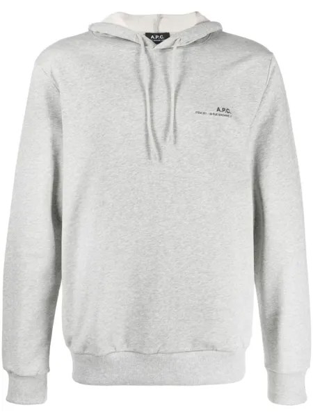 A.P.C. худи с кулиской и логотипом, серый