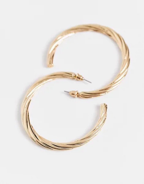 Золотистые витые серьги-кольца ALDO Gweasean-Золотистый