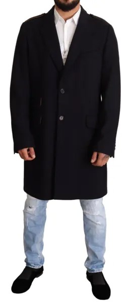 DOLCE - GABBANA Куртка-тренч Длинный синий шерстяной стрейч IT58 / XXL Рекомендуемая розничная цена 2000 долларов США