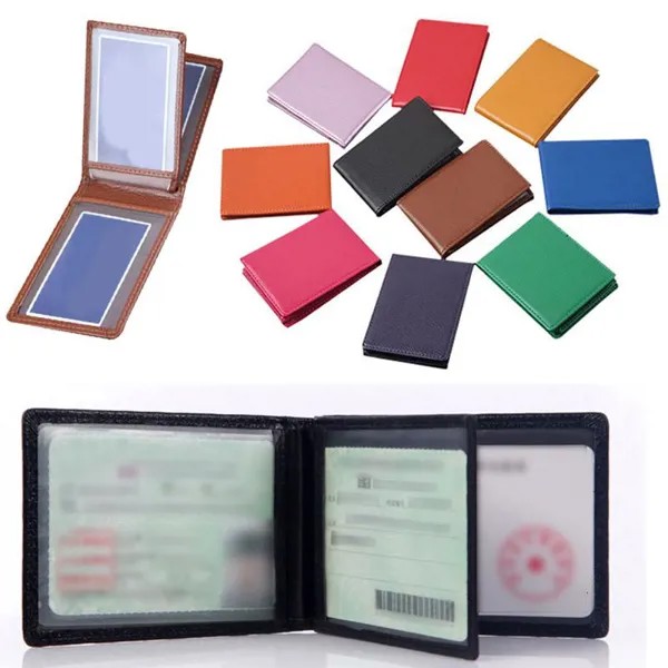 1PC Держатель визитной карточки ID Pass Cover Сплошной цвет Чехол Протектор Водительские права Держатель PU Кожа