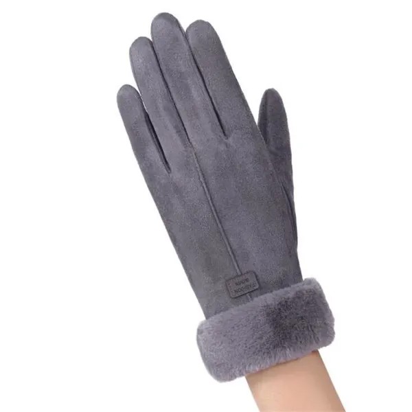 Аксессуары для одежды Женские замшевые перчатки Зимние двойные пушистые перчатки Теплая снежинка Вышивка Outdo