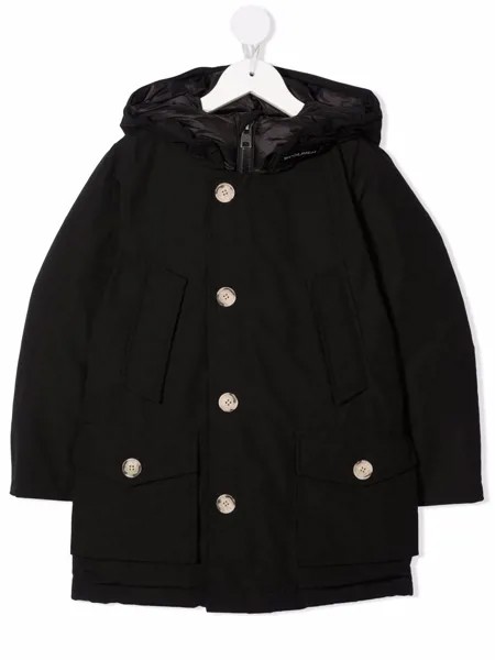 Woolrich Kids пуховик с капюшоном и логотипом