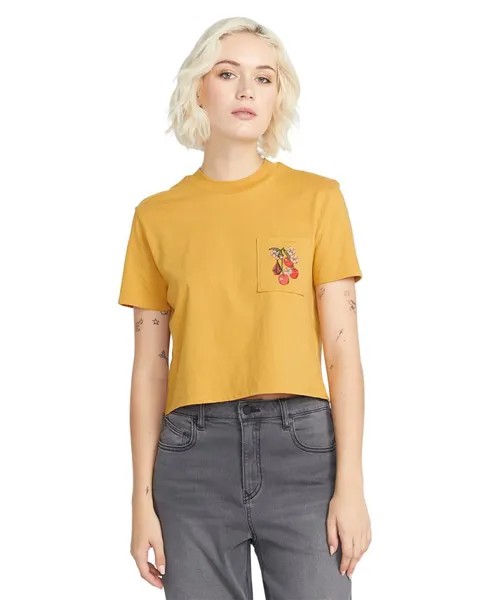Укороченная футболка с карманами и циферблатом Volcom, желтый