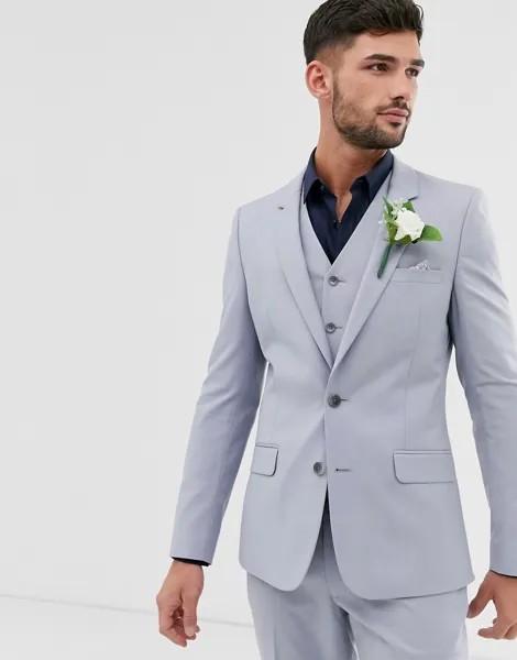 Синий приталенный пиджак ASOS DESIGN - wedding (kentucky)-Голубой