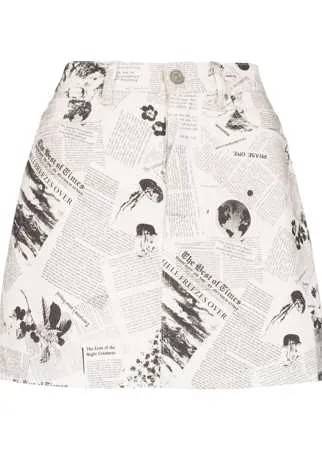 Reformation мини-юбка Jackie с газетным принтом