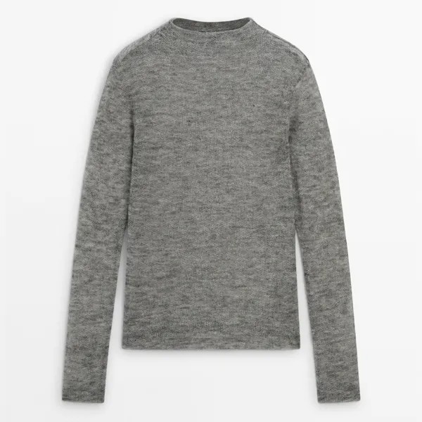 Лонгслив Massimo Dutti Long Sleeve Wool Blend With High Neck, серый