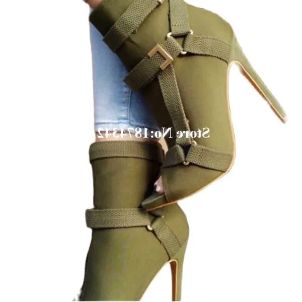 Женские однотонные ботильоны на тонком высоком каблуке и с открытым носком