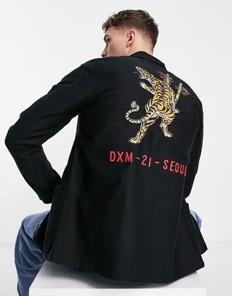 Черная рубашка навыпуск Deus Ex Machina P-41-Черный цвет