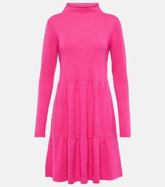 Мини-платье из шерсти и кашемира с воротником под горло JARDIN DES ORANGERS, розовый