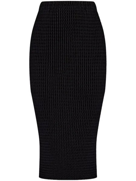 Юбка-карандаш миди из сирсакера Issey Miyake, черный