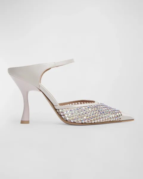 Туфли-мюли Vega с кристаллической сеткой Malone Souliers, цвет Light Pink