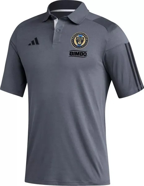 Серая тренировочная рубашка-поло Adidas Philadelphia Union 2023