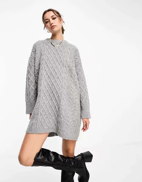 Серое трикотажное платье мини-джемпер ASOS