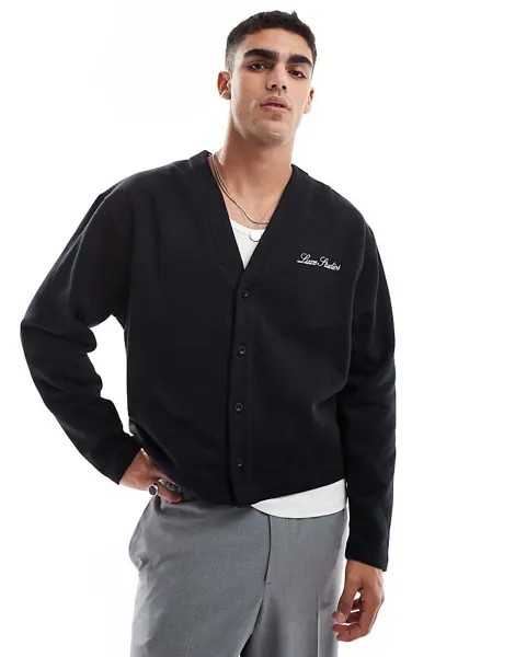 Черный кардиган ASOS DESIGN с принтом Luxe Studios на груди