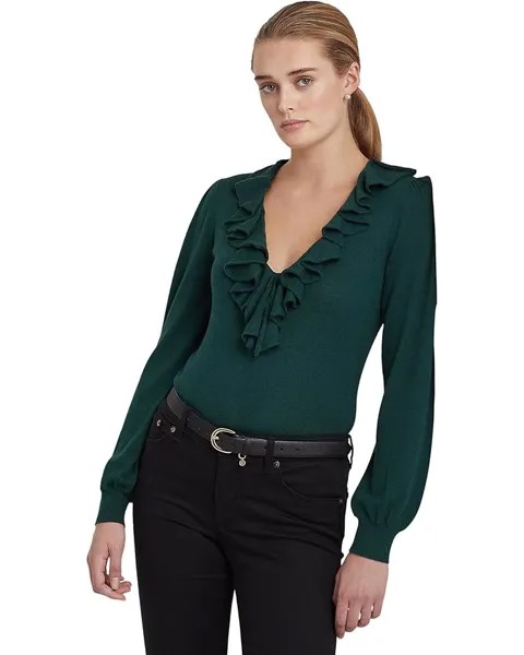 Свитер LAUREN Ralph Lauren Ruffle-Trim Jersey, цвет Hunt Club Green