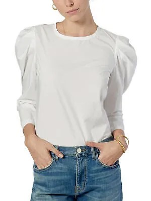 JOIE Женский белый пуловер с вырезом на спине без подкладки, рукав-пуф, топ с круглым вырезом XXS