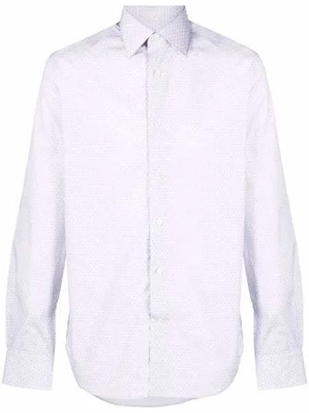 Corneliani рубашка с длинными рукавами и геометричным принтом