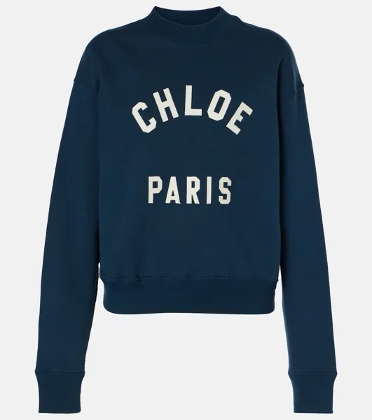 Толстовка из хлопкового флиса с логотипом Chloé, синий