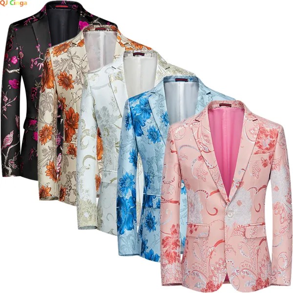 Осенняя Новая розовая искусственная куртка, мужское свадебное платье, пальто, модные облегающие мужские блейзеры большого размера, искусст...