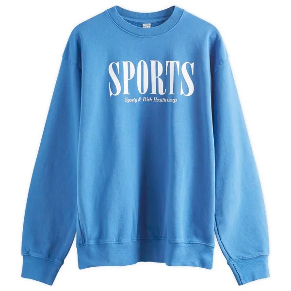 Толстовка Sporty & Rich Sports Sweatshirt, цвет Imperial Blue & White