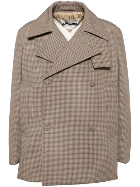 Jil Sander шерстяной пиджак в клетку, коричневый