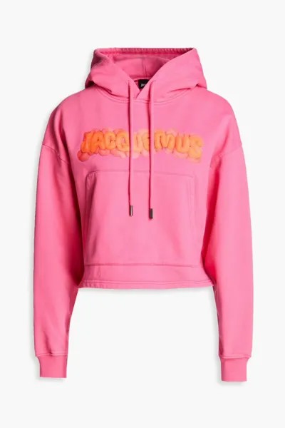 Укороченное худи из французской махровой ткани с логотипом Jacquemus, розовый
