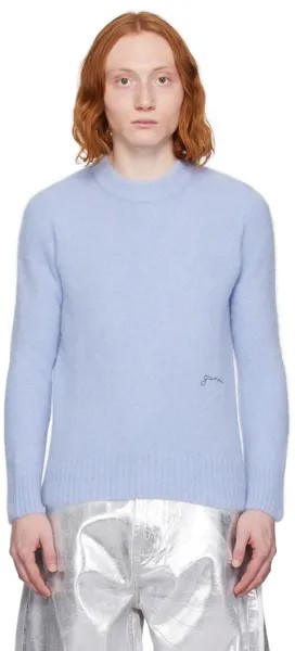 Синий ворсовый свитер Ganni