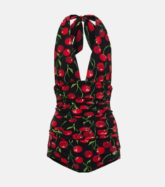 Купальник Cherry с вырезом халтер DOLCE&GABBANA, черный