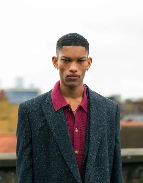 Topman – черное меланжевое пальто оверсайз с добавлением шерсти