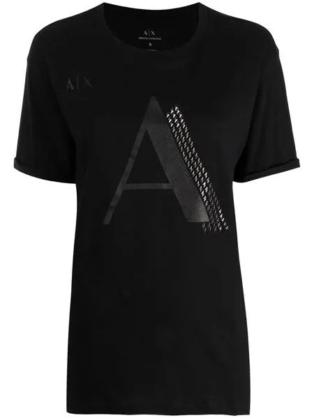 Armani Exchange футболка с заклепками и логотипом