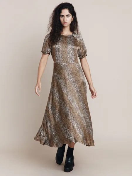 Платье миди Ghost Bea, коричневый с леопардовым принтом