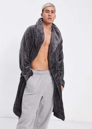 Флисовый халат для дома угольного цвета ASOS DESIGN-Серый