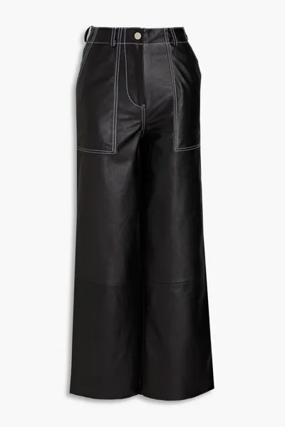 Укороченные широкие брюки из искусственной кожи Presley Deadwood, черный