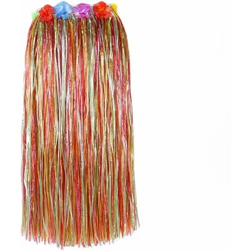 Гавайская юбка длинная разноцветная с цветочками, 80 см
