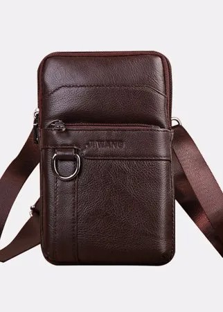 Мужчины Натуральная Кожа 6,5 дюймов Ретро телефон Ремень Сумка Crossbody Сумка