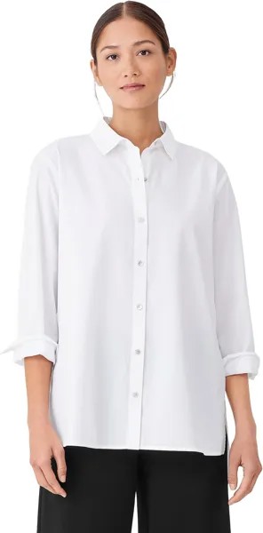 Миниатюрная классическая рубашка с воротником Eileen Fisher, белый