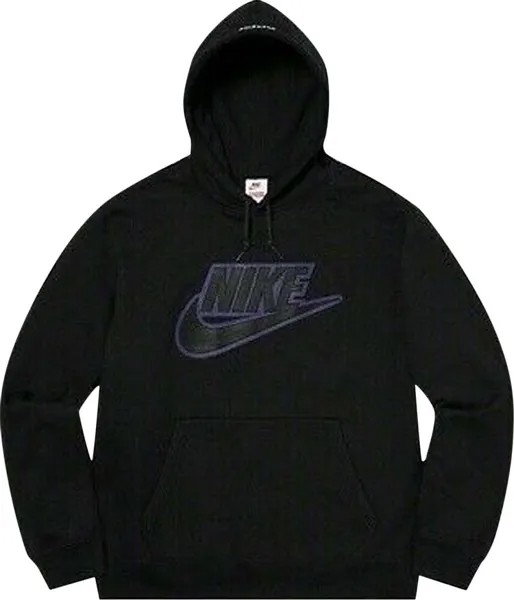 Толстовка Supreme x Nike Leather Appliqué Hooded Sweatshirt 'Black', черный