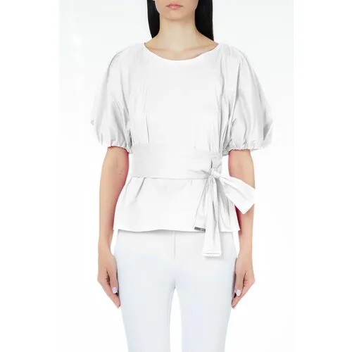 Блуза  LIU JO, свободный силуэт, укороченный рукав, манжеты, без карманов, пояс/ремень, однотонная, размер XS