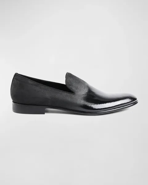 Мужские тапочки для курения с лаковым эффектом омбре Monet Bruno Magli, цвет Black Patent