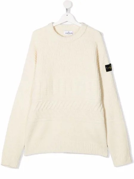 Stone Island Junior джемпер в рубчик с нашивкой-логотипом