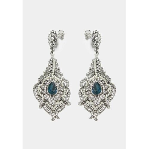 Серьги с подвесками Freeform Jewellery, жемчуг имитация, серебряный
