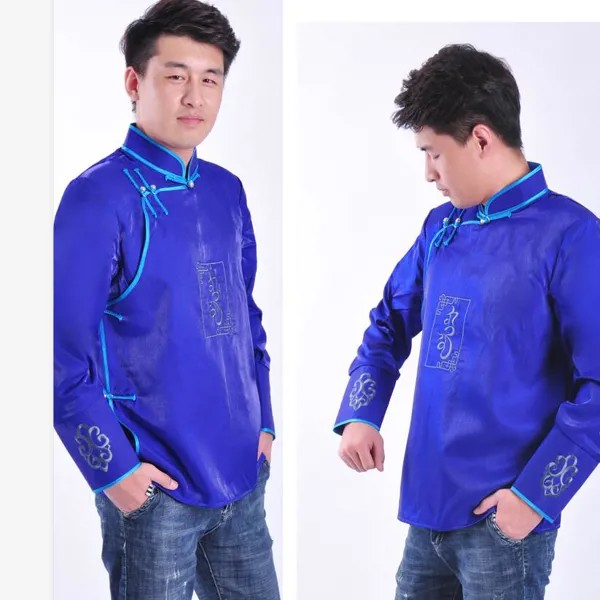 Традиционная монгольская одежда для мужчин, костюм Тан с длинными рукавами, Восточная одежда, Новогодняя одежда, винтавечерние мужская кур...
