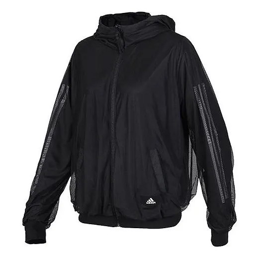 Куртка повседневная спортивная куртка с капюшоном ветровка Adidas, черный