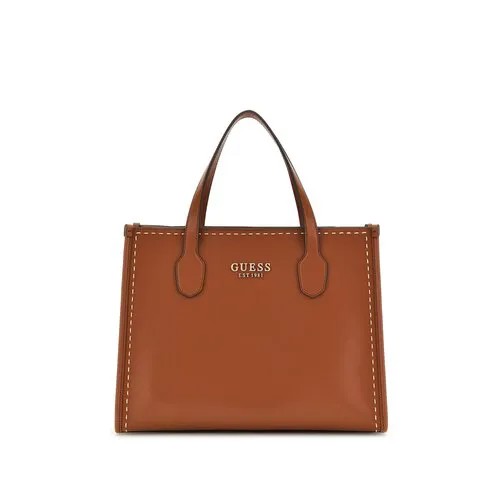 Сумка тоут GUESS Silvana, фактура гладкая, матовая, коричневый