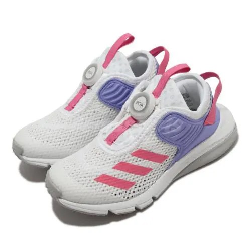 Adidas ActiveFlex BOA K Белый Розовый Фиолетовый Детские дошкольные слипоны для бега GZ3361