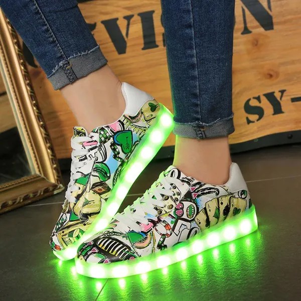 Outdooor Светящиеся обувь Мода Светящиеся обувь флуоресцентные обувь Tide Обувь Детские  S обувь