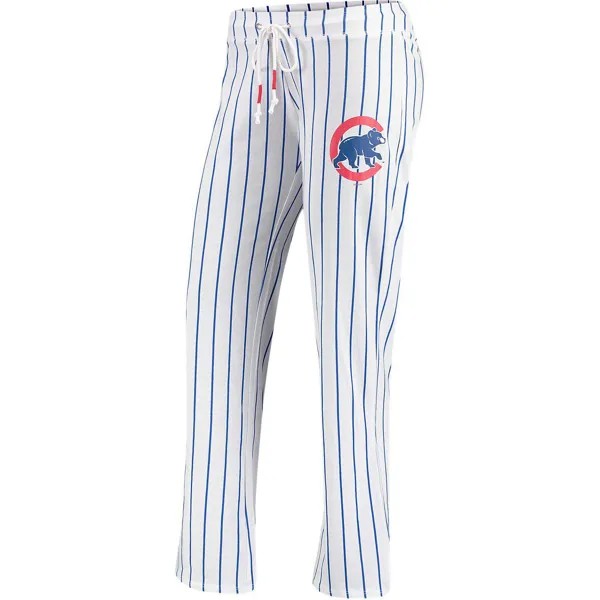Женские спортивные белые брюки для сна Chicago Cubs Vigor в тонкую полоску Concepts