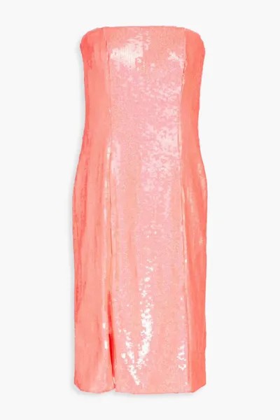 Платье мини из джерси без бретелек, украшенное пайетками Aidan Mattox, коралл
