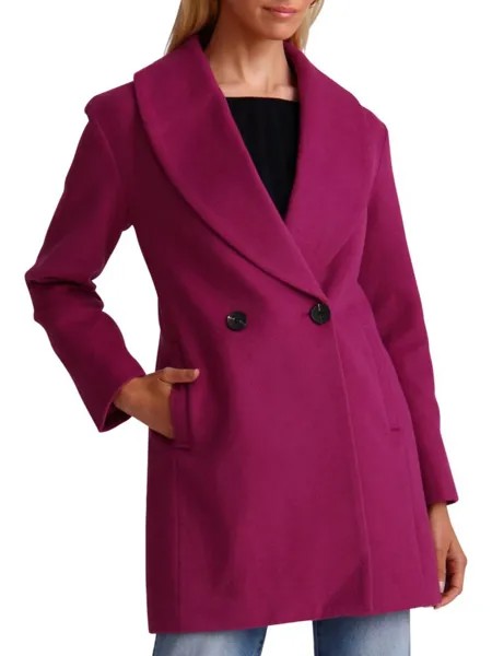Двубортное пальто с узором «елочка» Avec Les Filles, цвет Berry